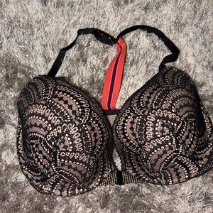 Victoria's Secret Black Lace Push-Up Bra with Nude Lining